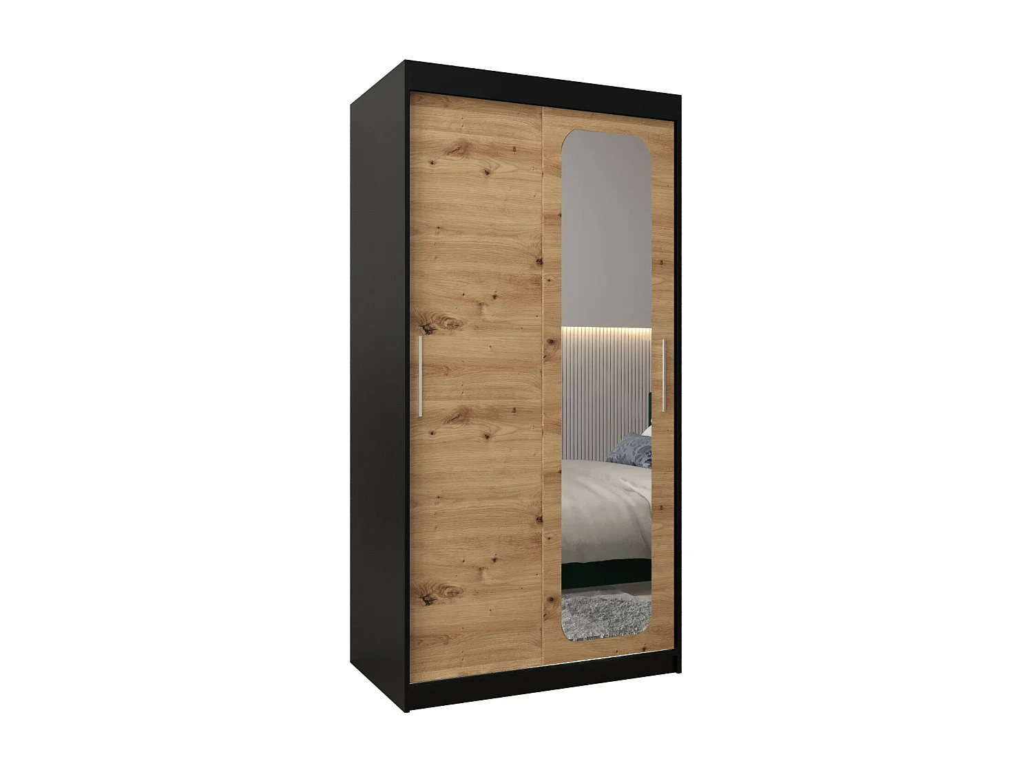 PROMO T2 KLEDINGKAST MET SCHUIFDEUREN 200/100/62 2 deuren (zwart/artisan)