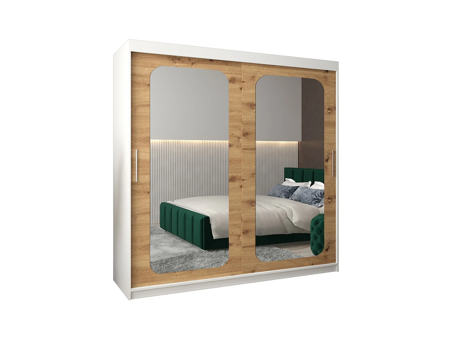 ARMOIRE PROMO T3 À PORTES COULISSANTES 200/200/62 2 Portes (Blanc/Artisan)