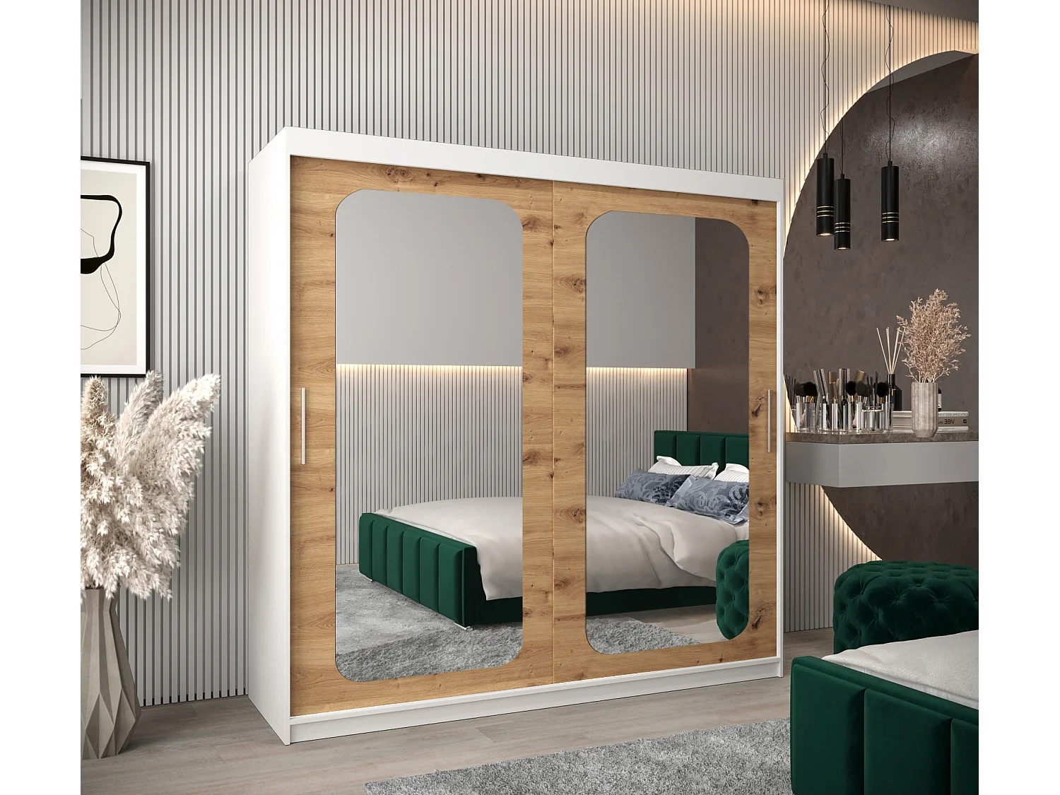 ARMOIRE PROMO T3 À PORTES COULISSANTES 200/200/62 2 Portes (Blanc/Artisan)