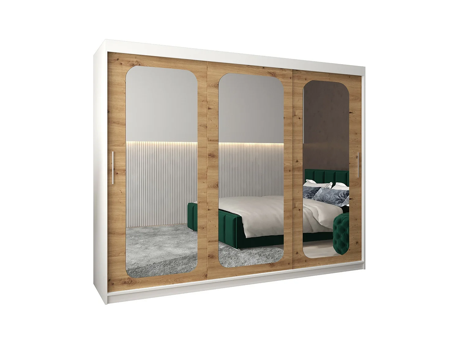SCHWEBETÜRENSCHRANK PROMO T3 200/250/62 3-türig (Weiß/Artisan)