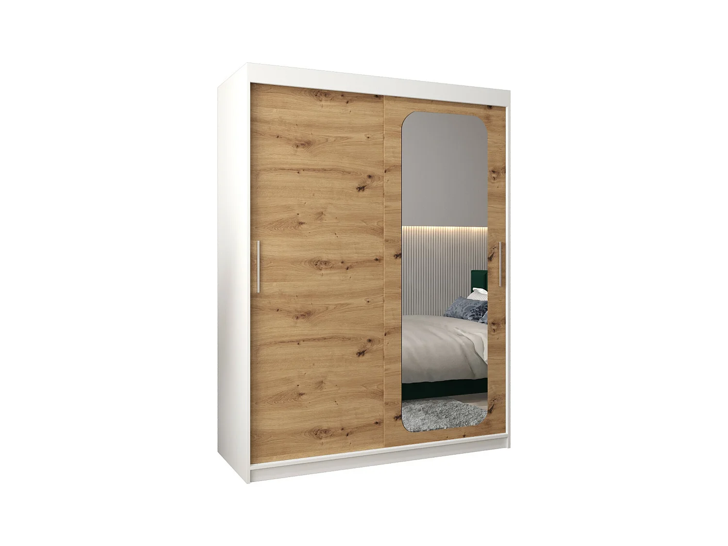 PROMO T2 KLEDINGKAST MET SCHUIFDEUREN 200/150/62 2 deuren (wit/artisan)