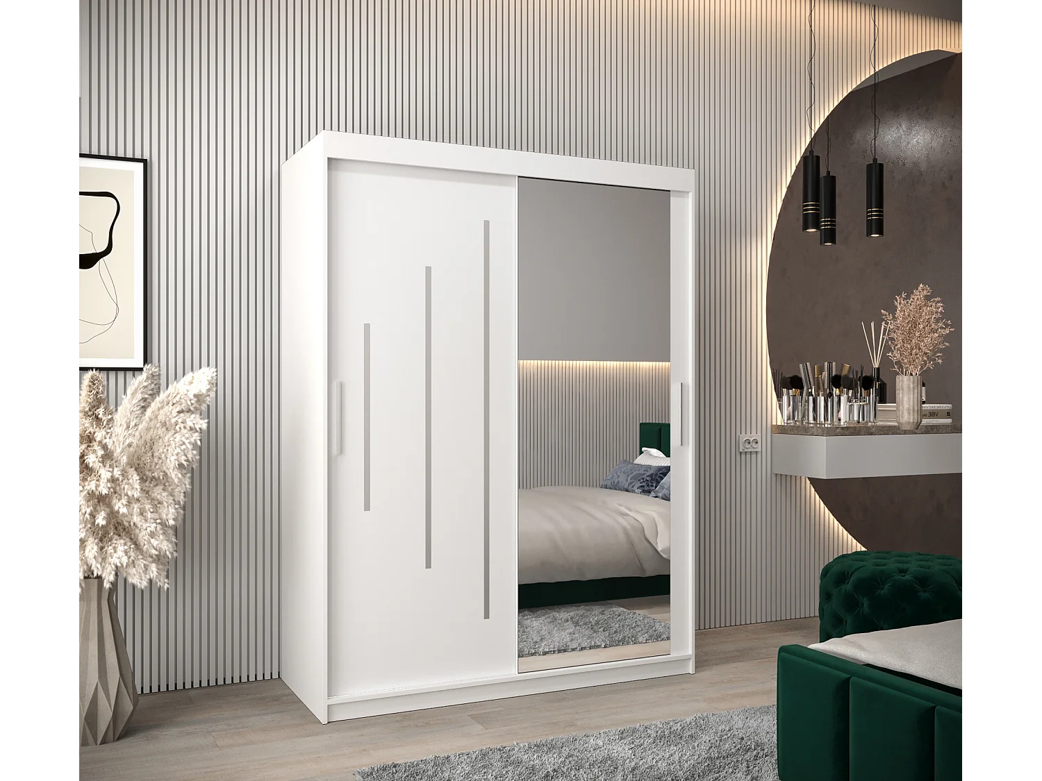 ARMOIRE YORK 2 À PORTES COULISSANTES 200/150/62 2 Portes (Blanc/Blanc)