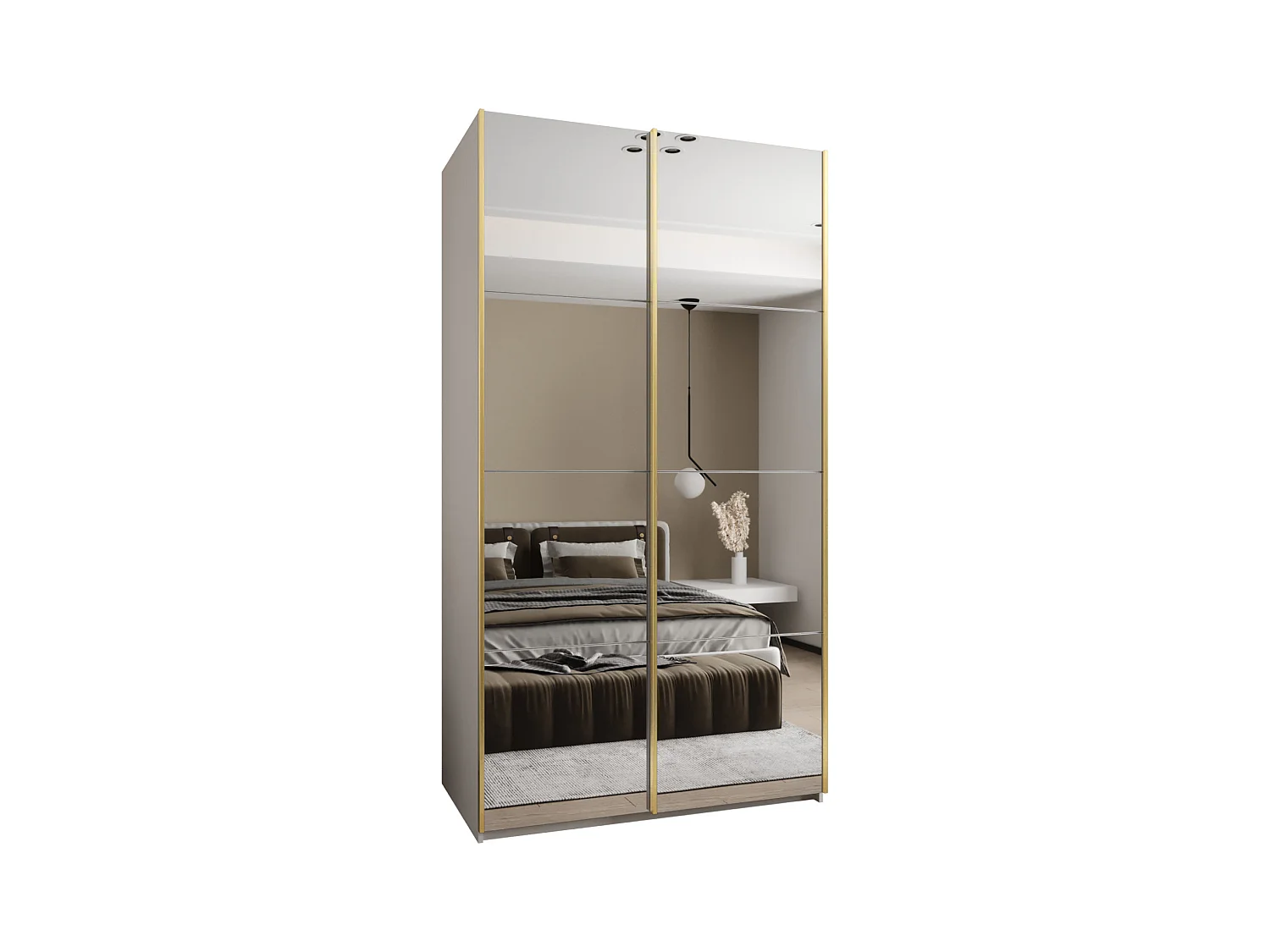 KLEDINGKAST MET SCHUIFDEUREN Lux 2 245,5/140/64 (Wit/Wit/Goud)