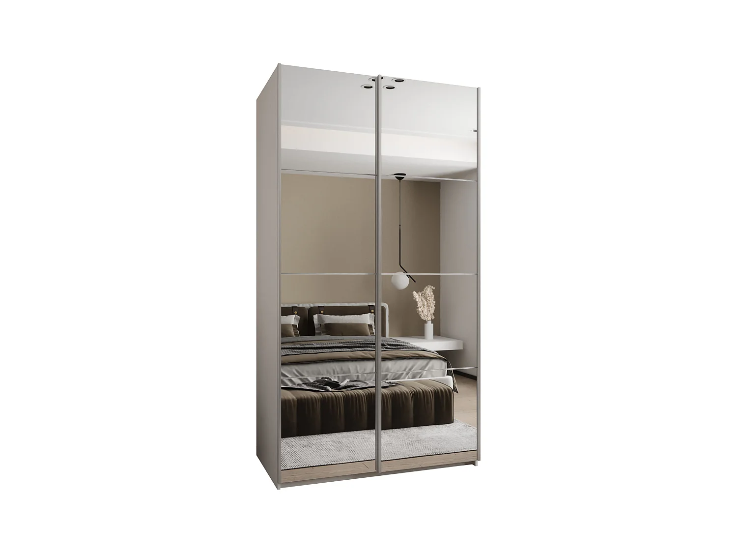 KLEDINGKAST MET SCHUIFDEUREN Lux 2 245,5/140/64 (Wit/Wit/Zilver)