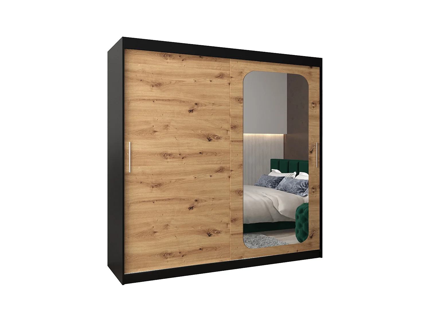PROMO T2 KLEDINGKAST MET SCHUIFDEUREN 200/200/62 2 deuren (zwart/artisan)