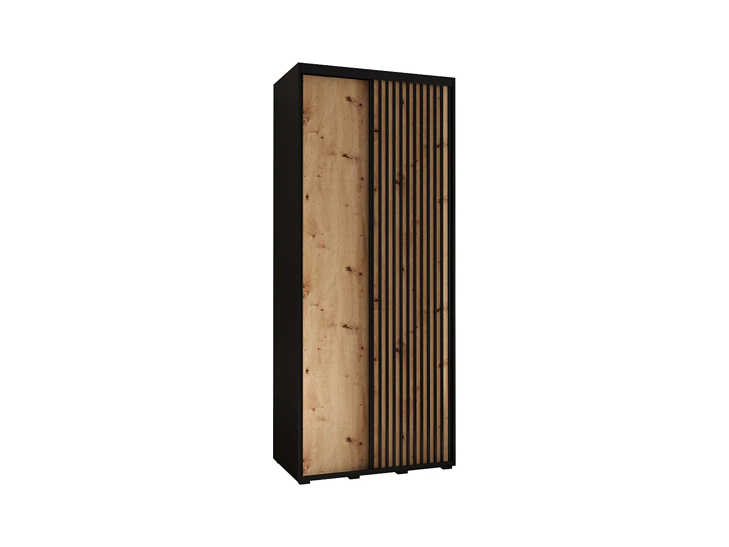 ARMOIRE SAPPORO 1 À PORTES COULISSANTES 205,2/120/45 2 Portes (Noir/Artisan)