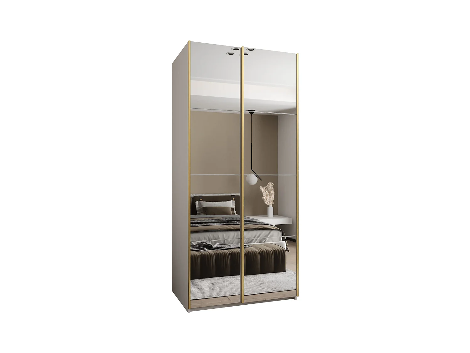 SCHWEBETÜRENSCHRANK Lux 2 245,5/120/64 (Weiß/Weiß/Gold)