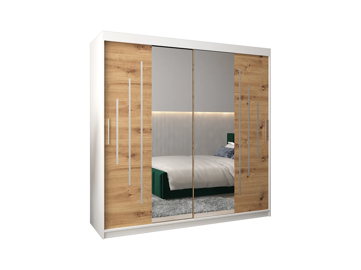 ARMOIRE YORK 1 À PORTES COULISSANTES 200/200/62 2 Portes (Blanc/Artisan)