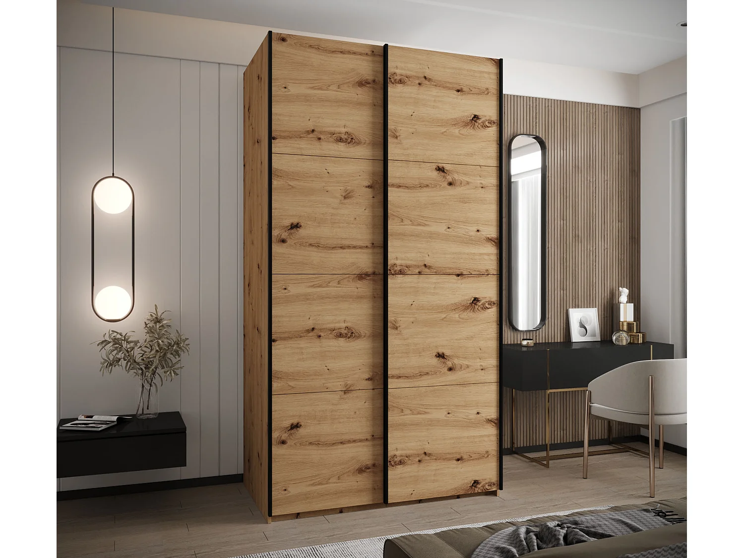 Armoire Lux 1 245,5/130/64 (Artisan/Artisan/Noir)