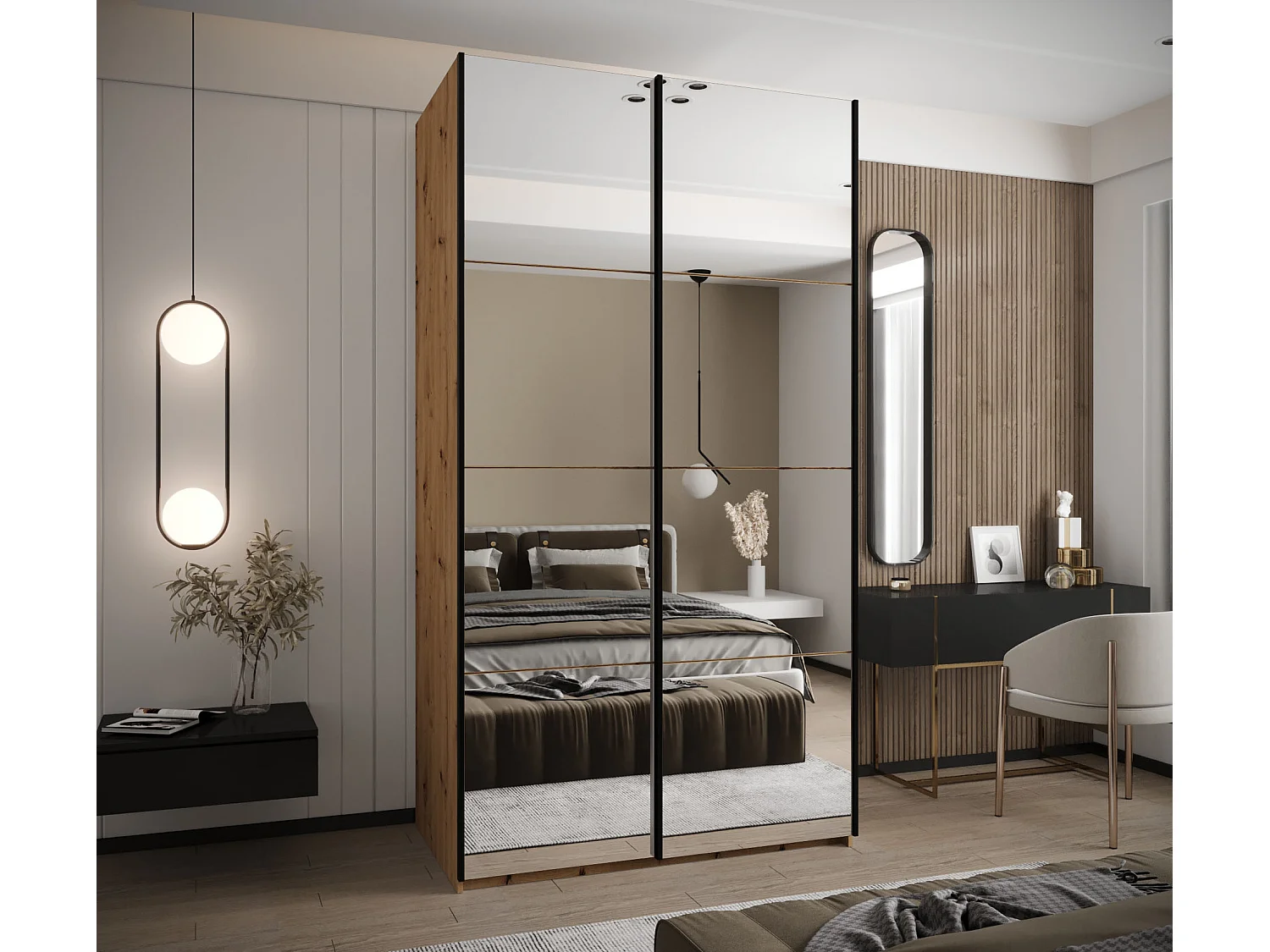 Armoire Lux 2 245,5/140/64 (Artisan/Artisan/Noir)