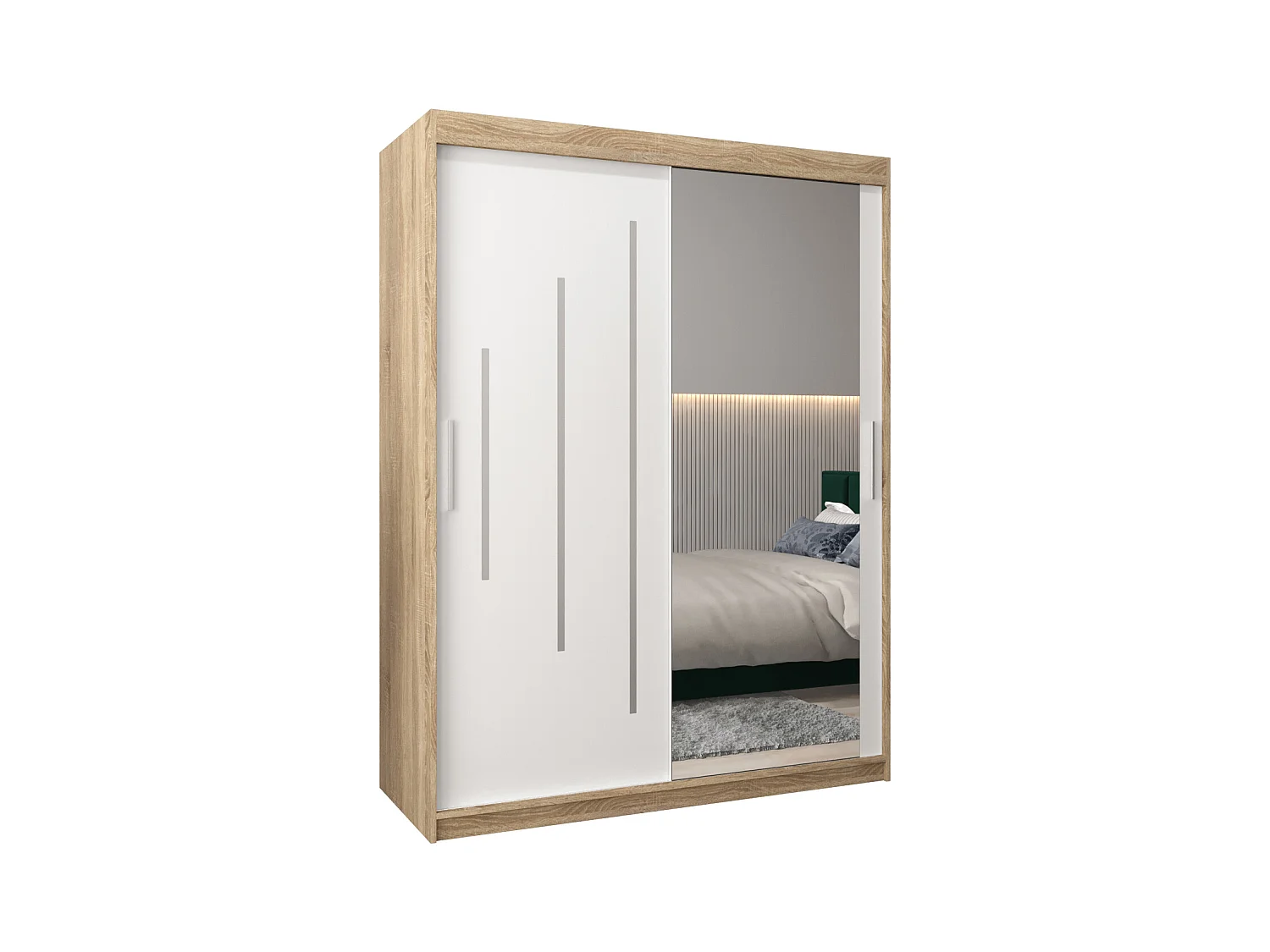 ARMOIRE YORK 2 À PORTES COULISSANTES 200/150/62 2 Portes (Sonoma/Blanc)