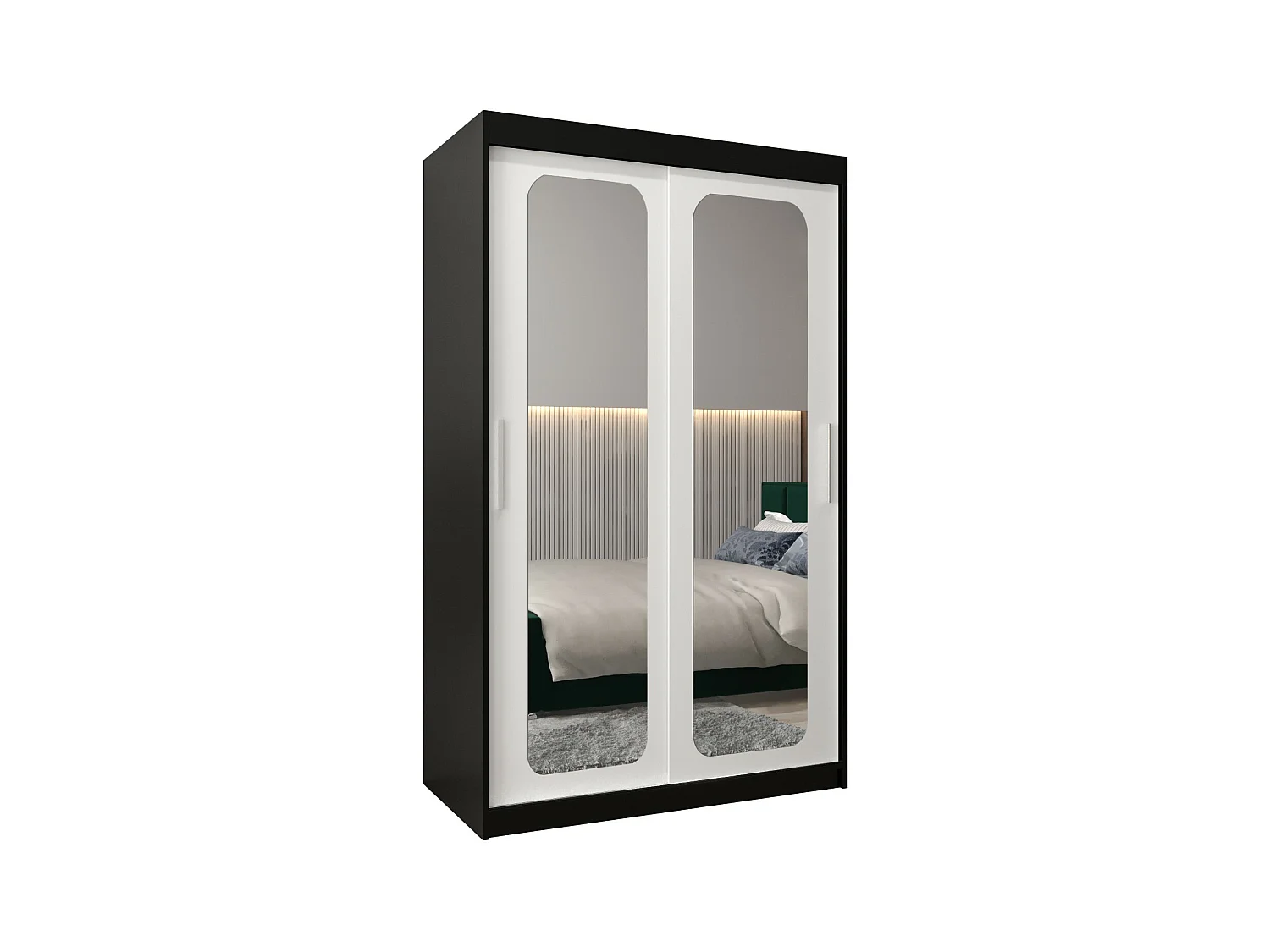 PROMO T3 KLEDINGKAST MET SCHUIFDEUREN 200/120/62 2 deuren (zwart/wit)
