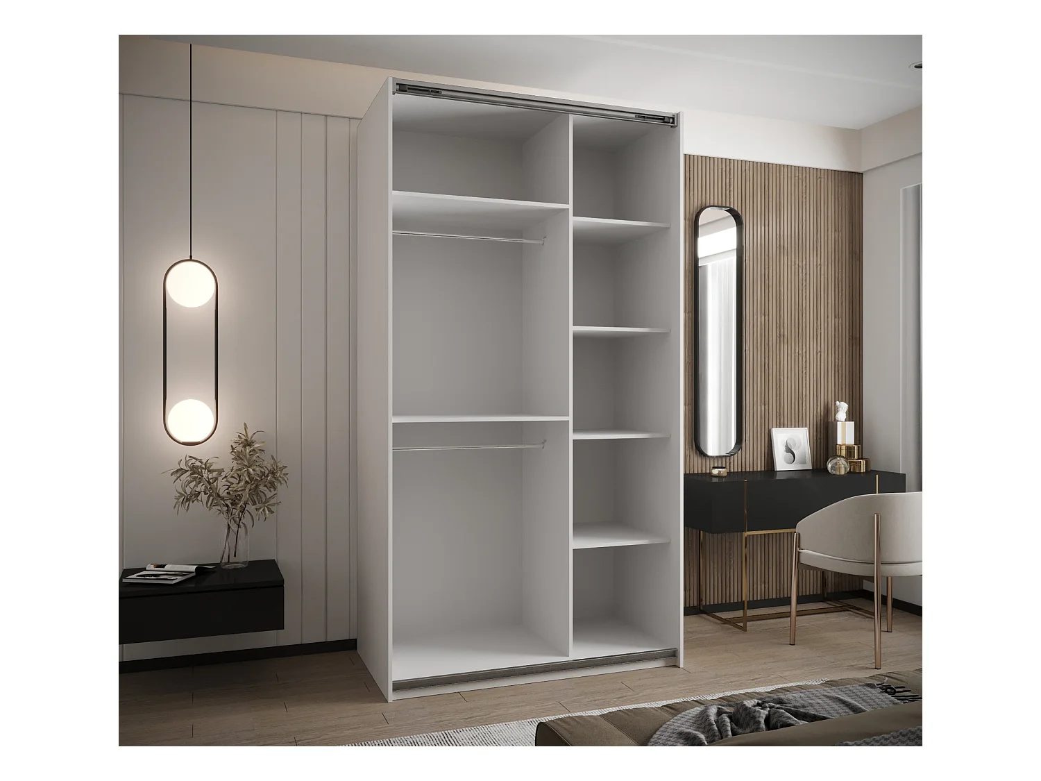 Armadio Lux 3 245,5/130/64 (Blanc/Blanc/Argento)