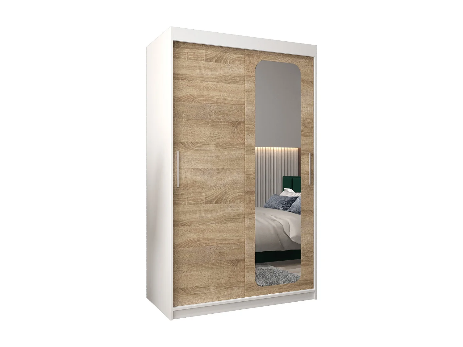 ARMOIRE PROMO T2 À PORTES COULISSANTES 200/120/62 2 Portes (Blanc/Sonoma)