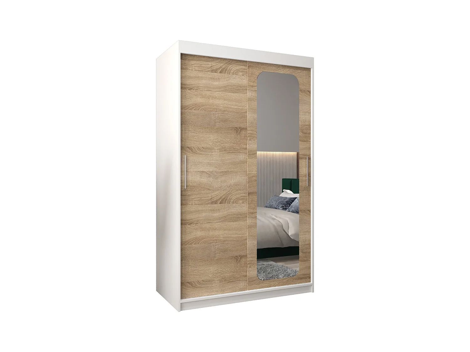 SCHWEBETÜRENSCHRANK PROMO T2 200/120/62 2-türig (Weiß/Sonoma)