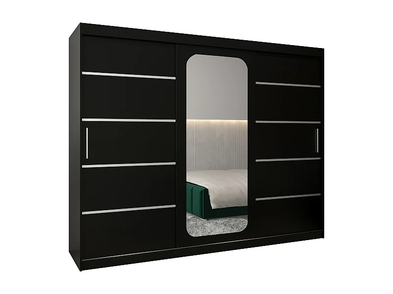 ARMOIRE PROMO V2 À PORTES COULISSANTES 200/250/62 3 Portes (Noir/Noir)