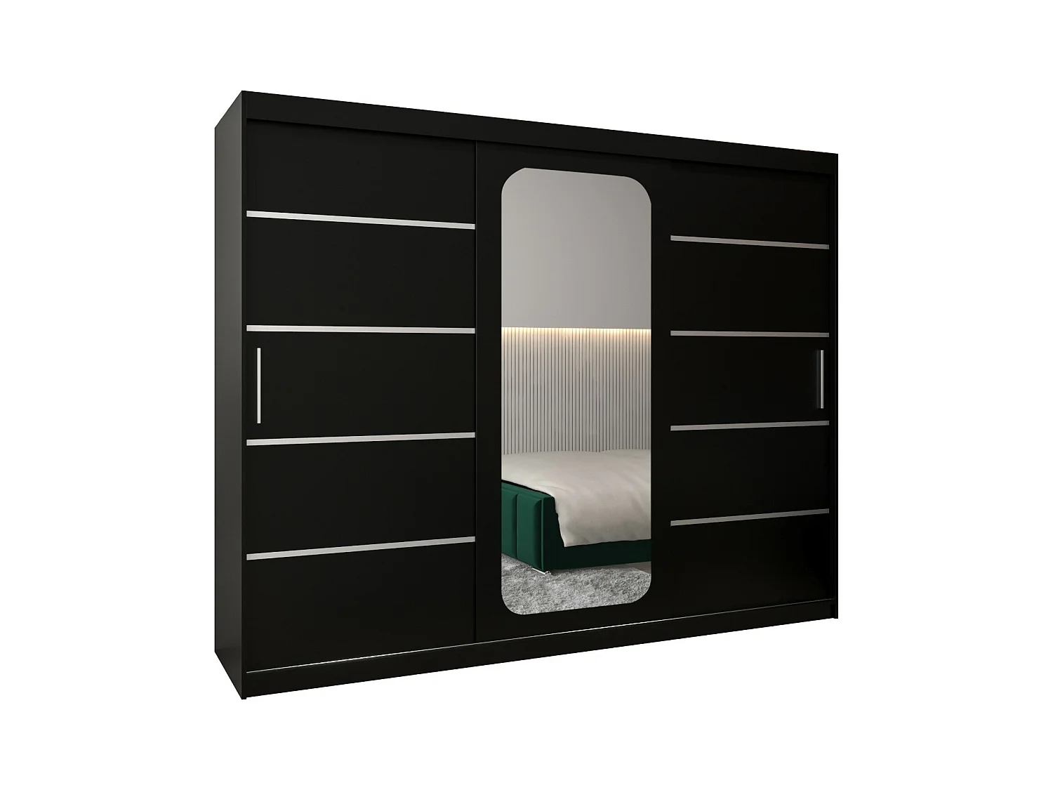 SCHWEBETÜRENSCHRANK PROMO V2 200/250/62 3-türig (Schwarz/Schwarz)