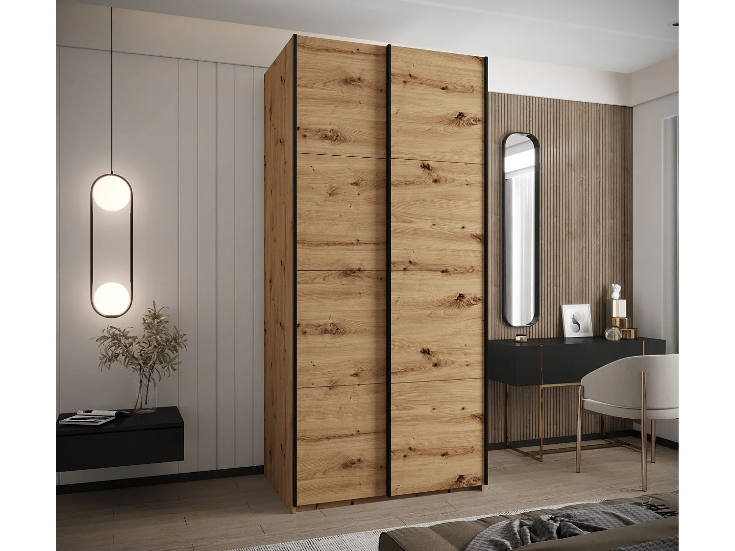 Armoire Lux 1 245,5/110/64 (Artisan/Artisan/Noir)