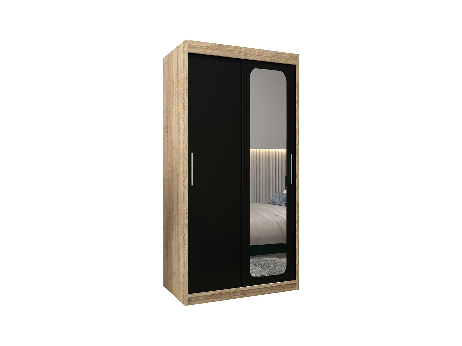 PROMO T2 KLEDINGKAST MET SCHUIFDEUREN 200/100/62 2 deuren (sonoma/zwart)