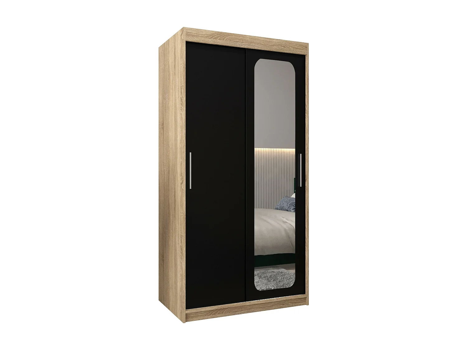 ARMOIRE PROMO T2 À PORTES COULISSANTES 200/100/62 2 Portes (Sonoma/Noir)