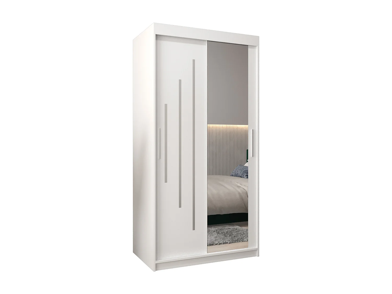 ARMOIRE YORK 2 À PORTES COULISSANTES 200/100/62 2 Portes (Blanc/Blanc)