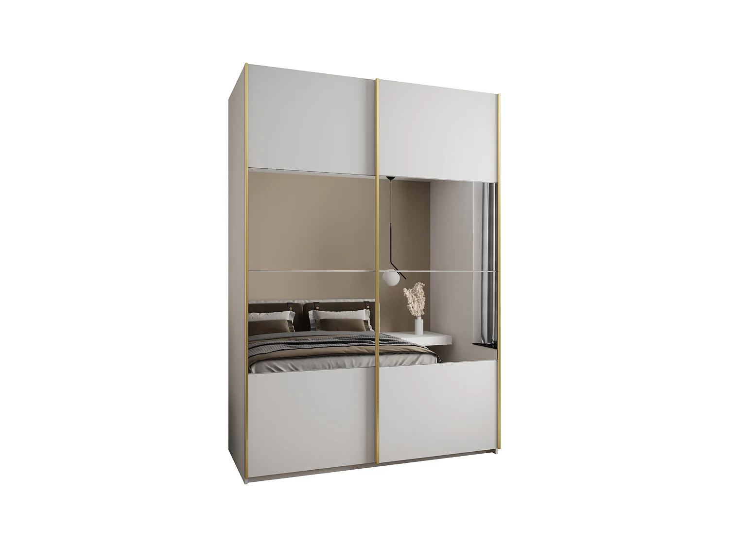 Armoire Lux 4 245,5/180/64 (Blanc/Blanc/Or)