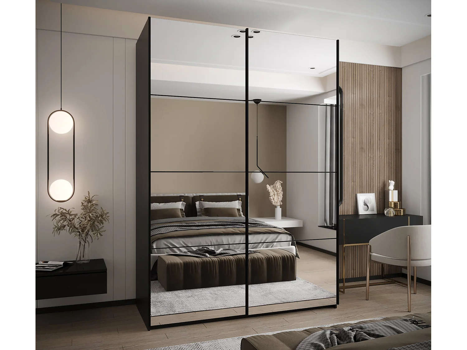 Armadio Lux 2 245,5/170/64 (Nero/Nero/Nero)