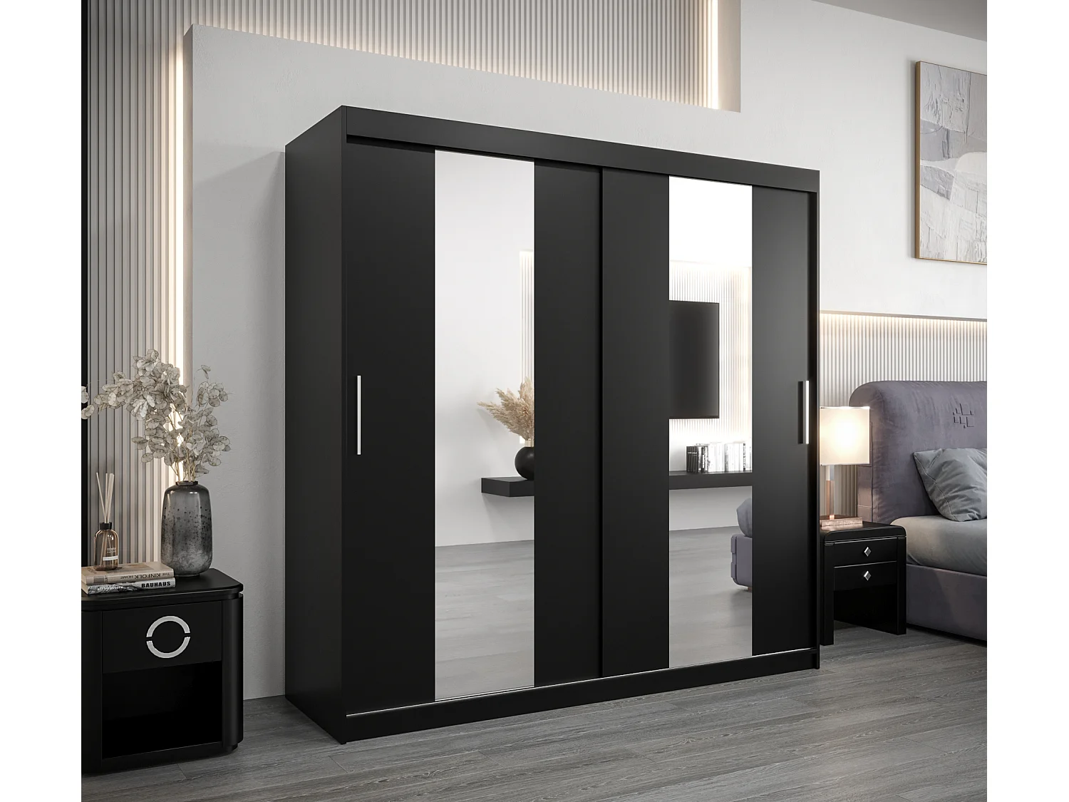 Armoire Pole À Portes Coulissantes 200/200/62 2 portes (Noir/Noir)