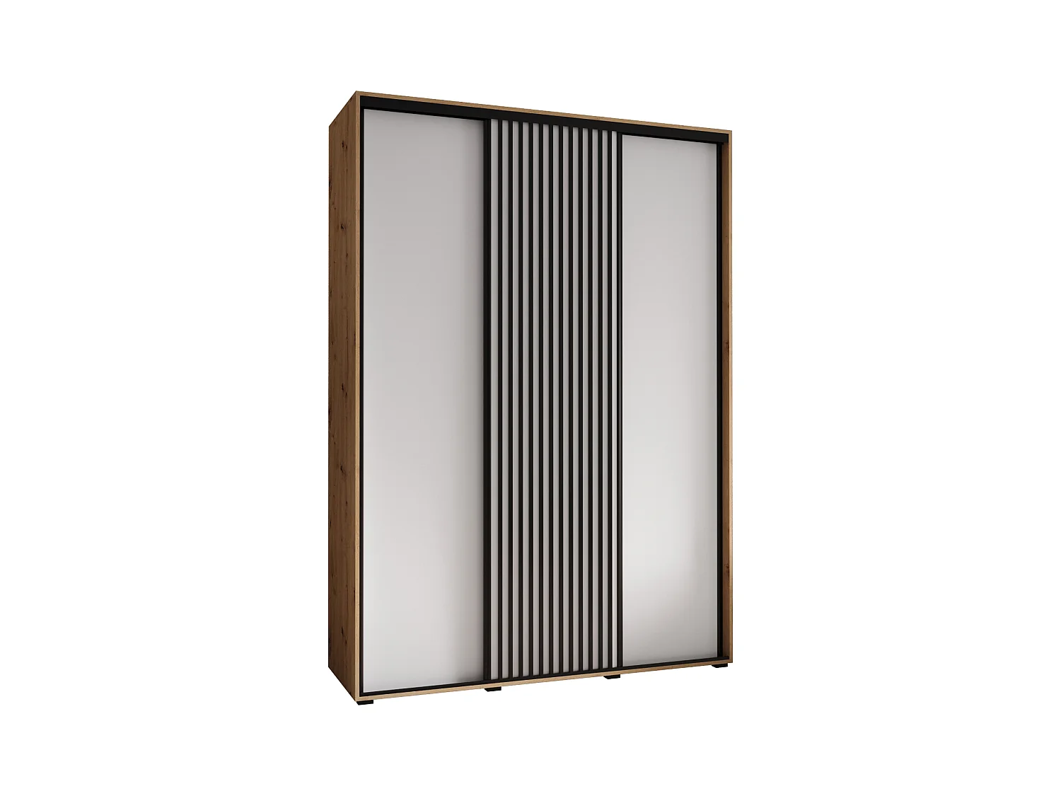 ARMOIRE SAPPORO 1 À PORTES COULISSANTES 205,2/180/60 3 Portes (Artisan/Blanc)