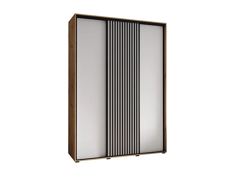 ARMOIRE SAPPORO 1 À PORTES COULISSANTES 205,2/180/60 3 Portes (Artisan/Blanc)