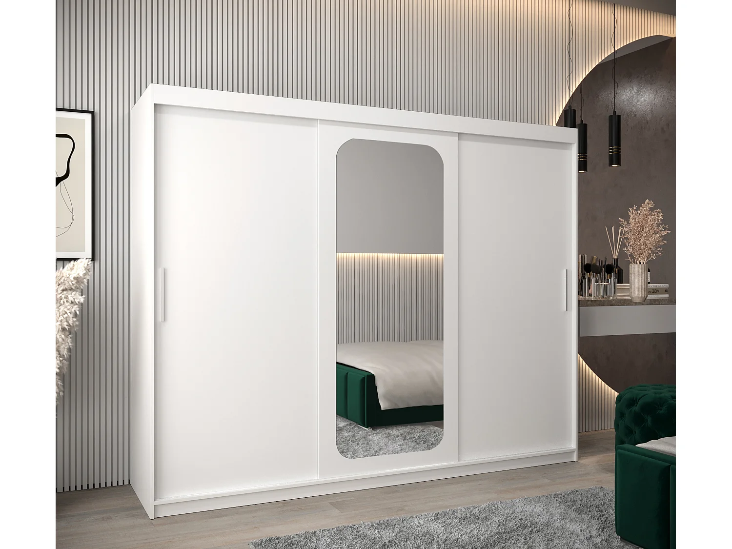 SCHWEBETÜRENSCHRANK PROMO T2 200/250/62 3-türig (Weiß/Weiß)