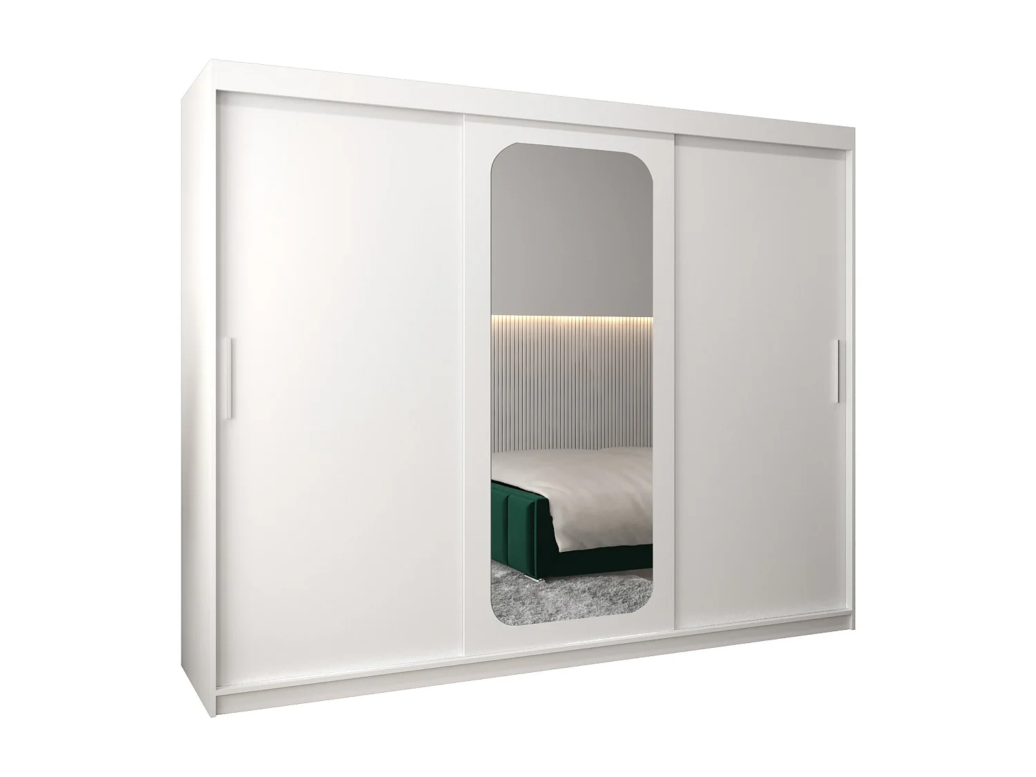 ARMOIRE PROMO T2 À PORTES COULISSANTES 200/250/62 3 Portes (Blanc/Blanc)