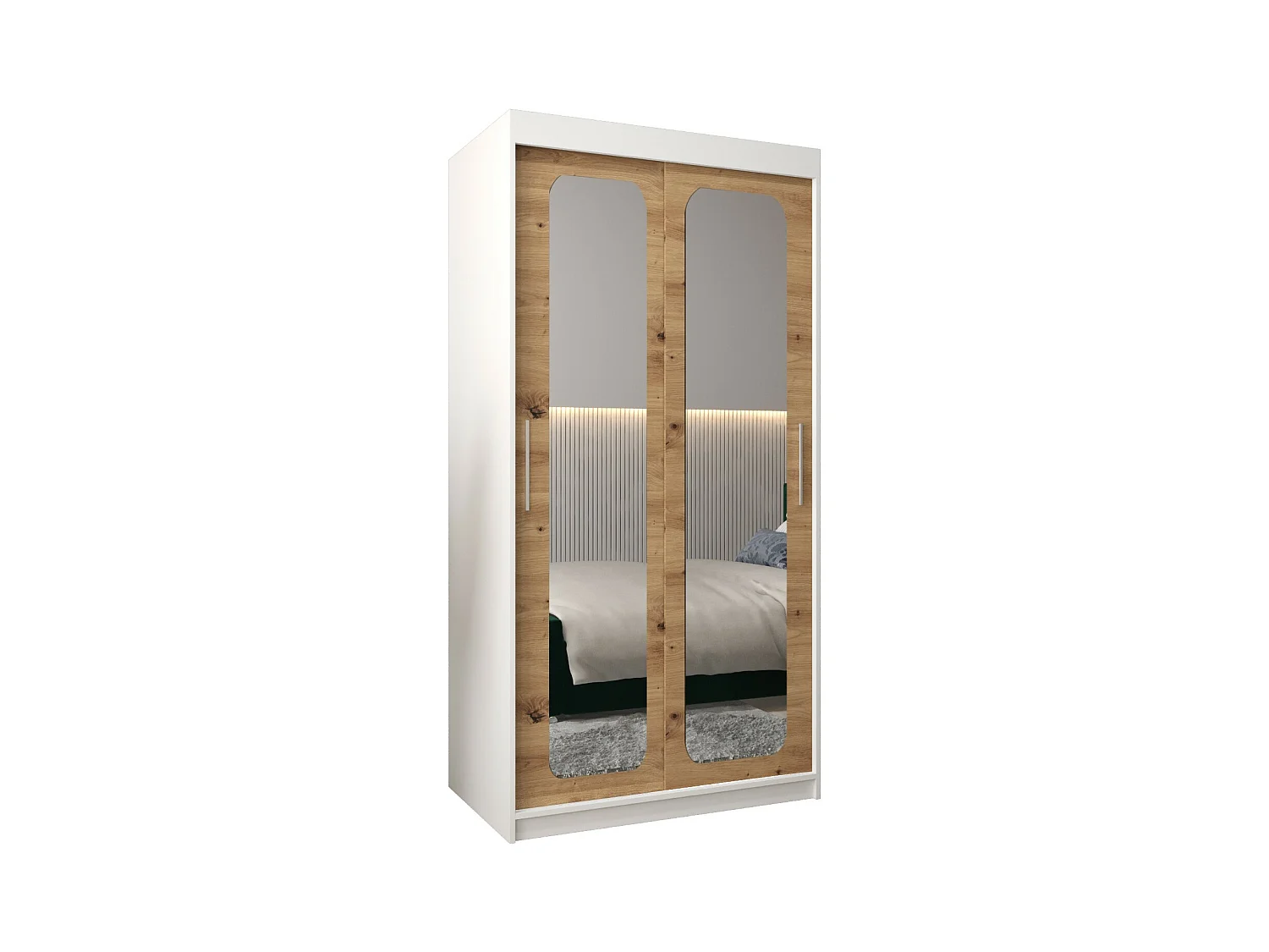 ARMOIRE PROMO T3 À PORTES COULISSANTES 200/100/62 2 Portes (Blanc/Artisan)