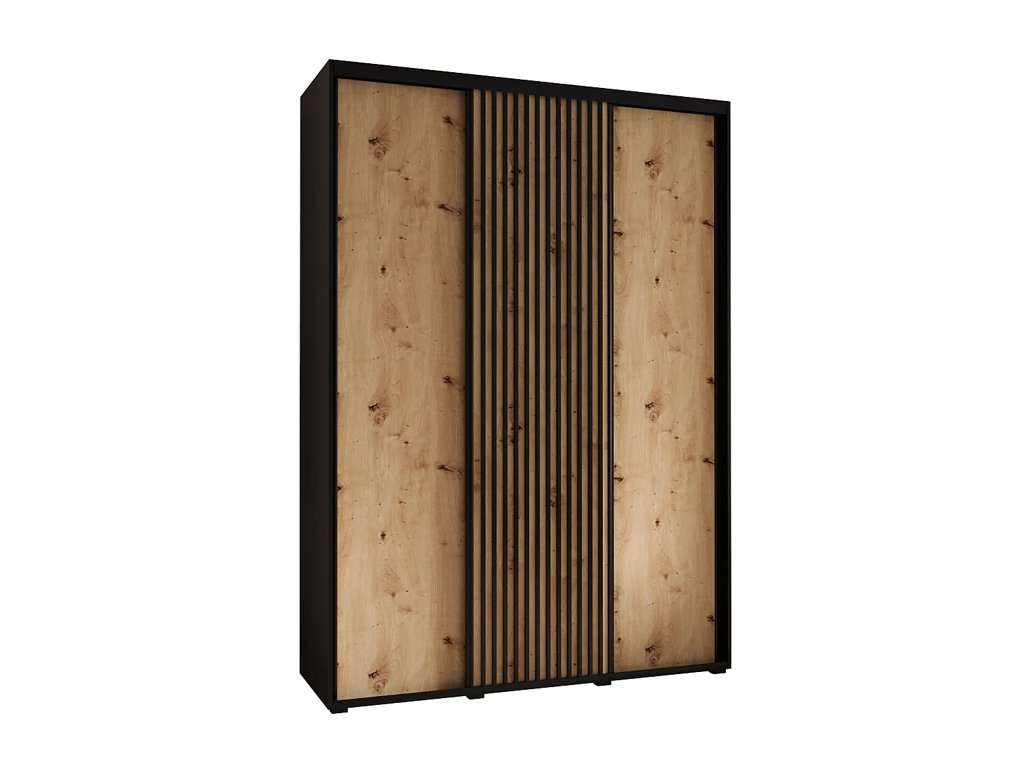 ARMOIRE LANKO 1 À PORTES COULISSANTES 235,2/170/60 3 Portes (Noir/Artisan)