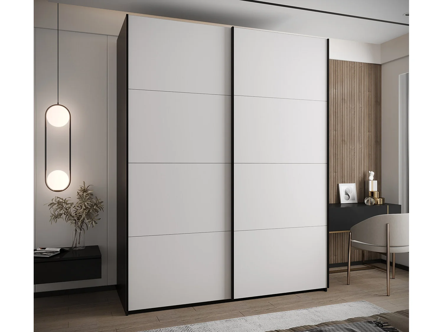 Armoire Lux 1 245,5/190/64 (Noir/Blanc/Noir)