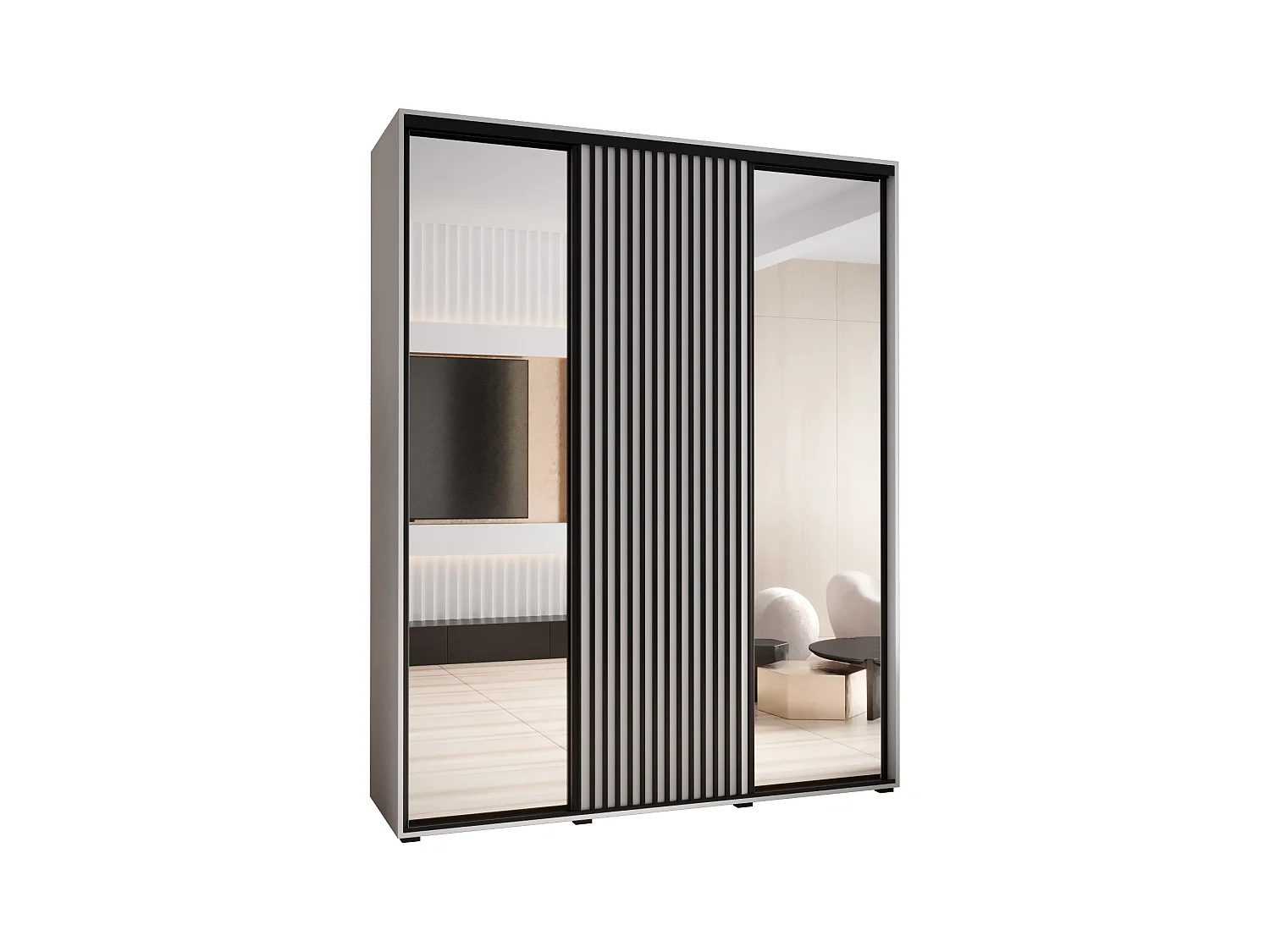 ARMARIO SAPPORO 2 DE PUERTAS CORREDERAS 205,2/190/45 3 puertas (blanco/blanco)