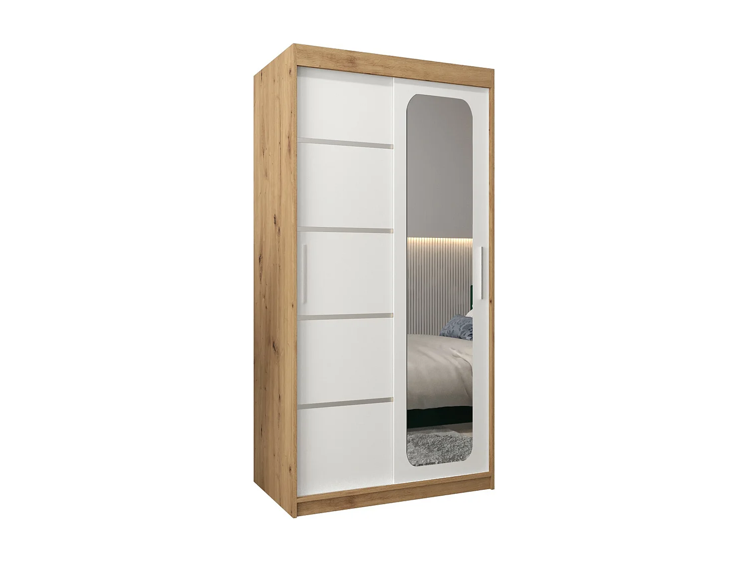 ARMOIRE PROMO V2 À PORTES COULISSANTES 200/100/62 2 Portes (Artisan/Blanc)