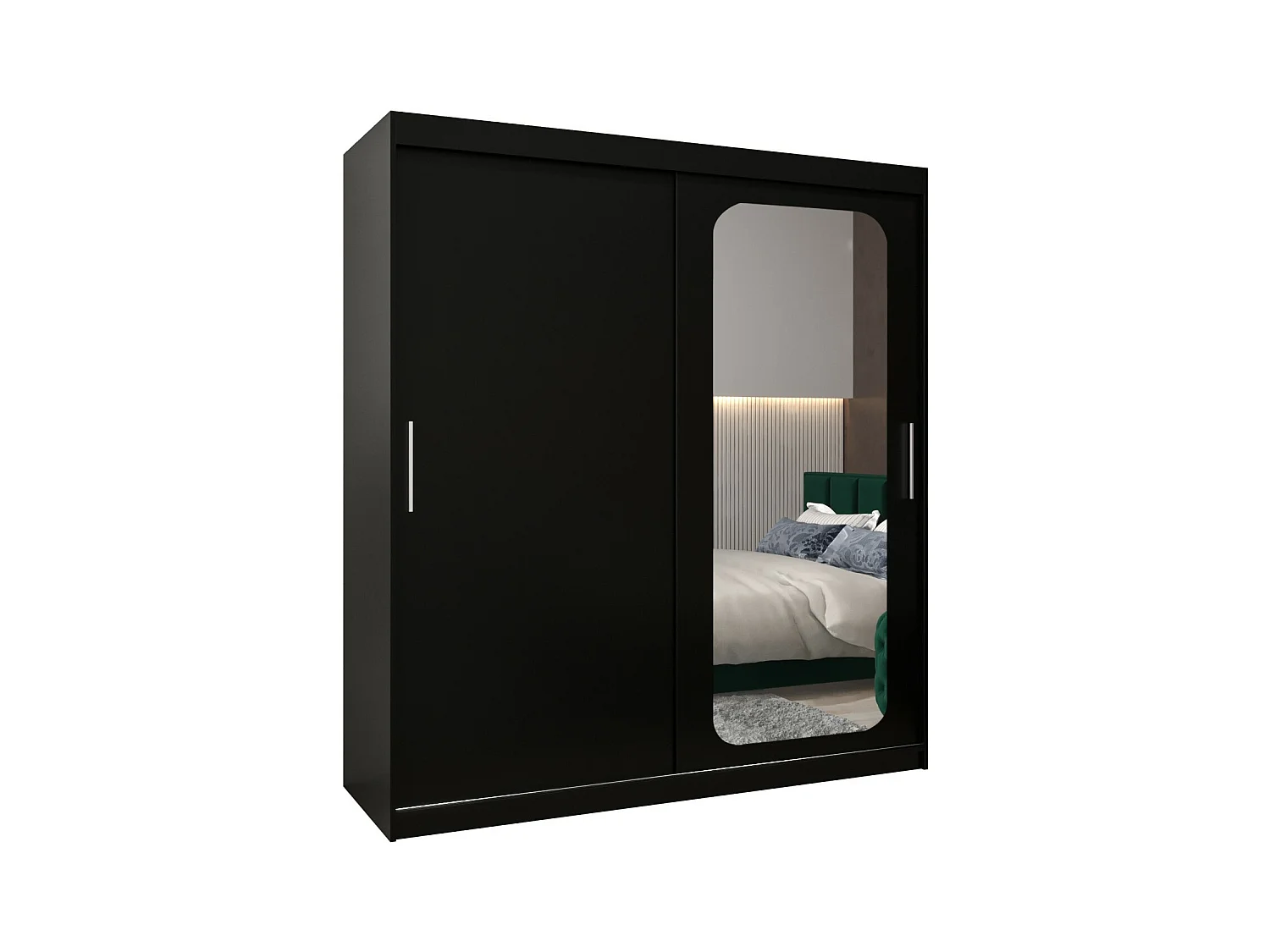 PROMO T2 KLEDINGKAST MET SCHUIFDEUREN 200/180/62 2 deuren (zwart/zwart)