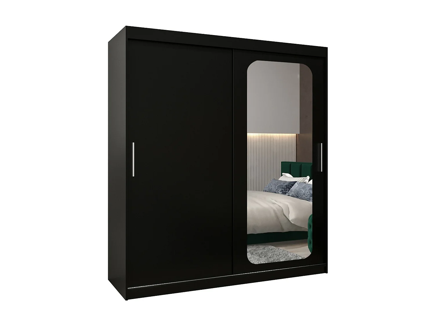 ARMOIRE PROMO T2 À PORTES COULISSANTES 200/180/62 2 Portes (Noir/Noir)