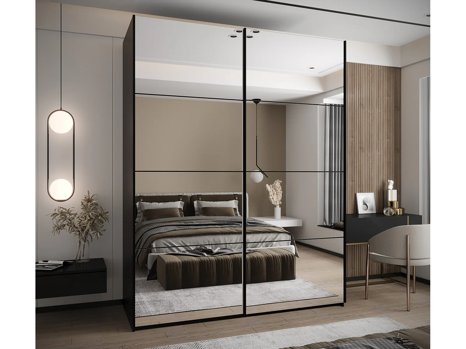 Armoire Lux 2 245,5/200/64 (Noir/Noir/Noir)