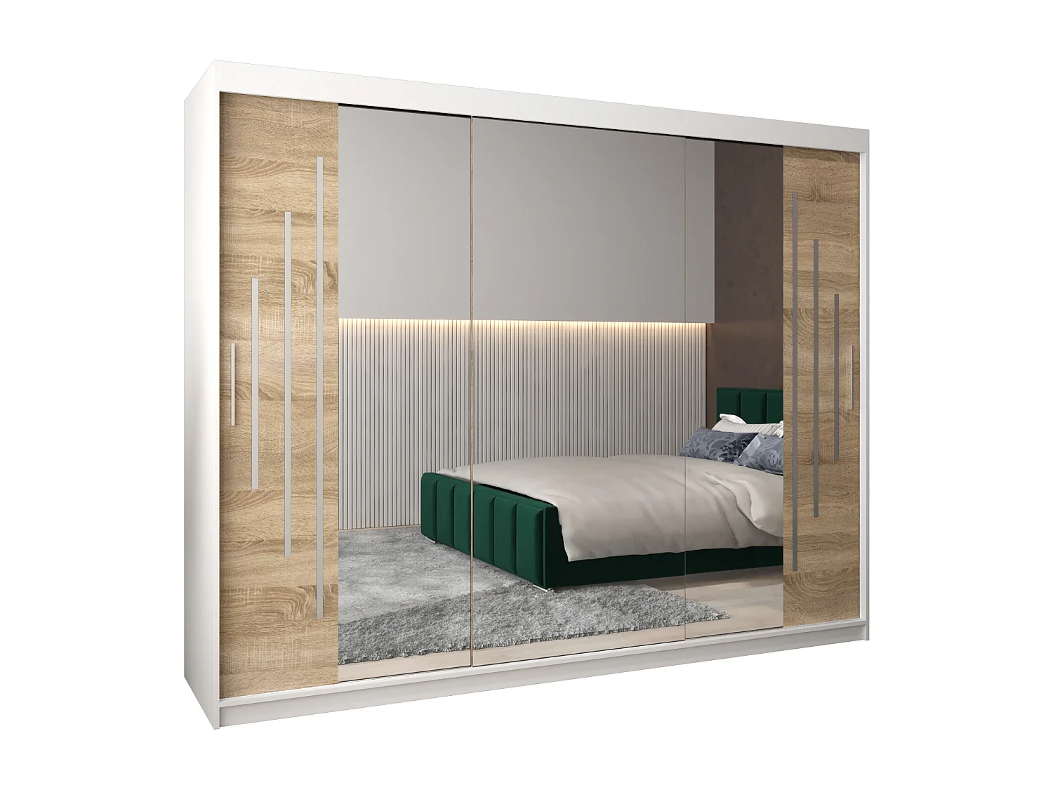 ARMOIRE YORK 2 À PORTES COULISSANTES 200/250/62 3 Portes (Blanc/Sonoma)