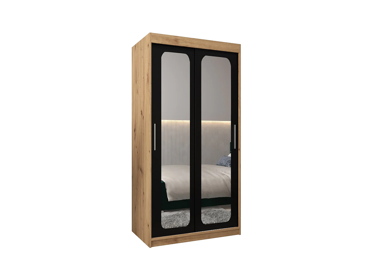 ARMOIRE PROMO T3 À PORTES COULISSANTES 200/100/62 2 Portes (Artisan/Noir)