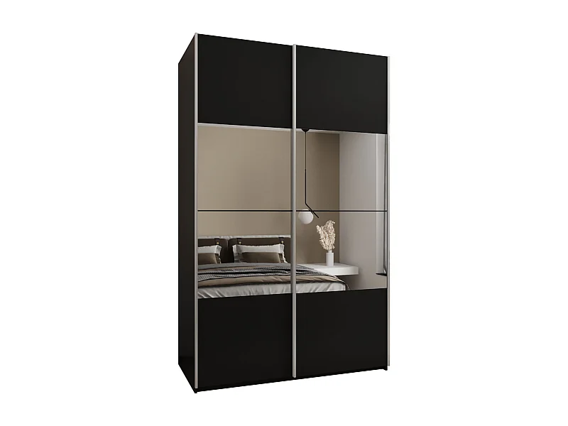 Armoire Lux 4 245,5/160/64 (Noir/Noir/Argent)