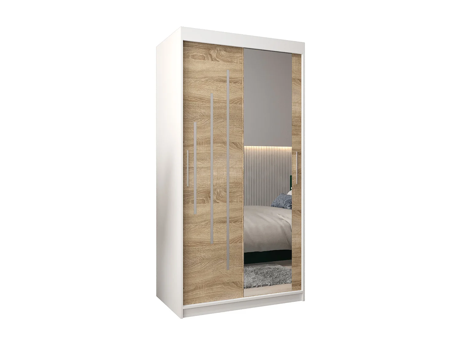 SCHWEBETÜRENSCHRANK YORK 2 200/100/62 2-türig (Weiß/Sonoma)