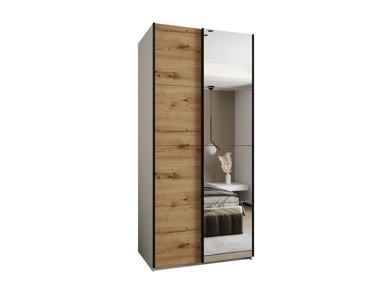 Armoire Lux 3 245,5/110/64 (Blanc/Artisan/Noir)