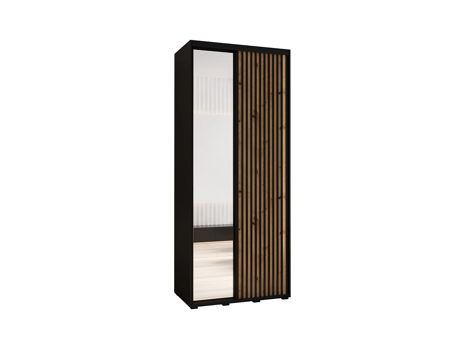 ARMOIRE LANKO 2 À PORTES COULISSANTES 235,2/100/60 2 Portes (Noir/Artisan)