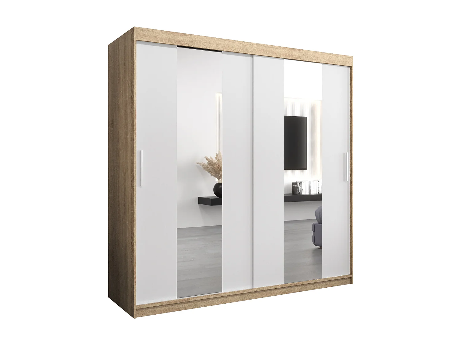 Pole kledingkast met schuifdeuren 200/200/62 2 deuren (sonoma/wit)