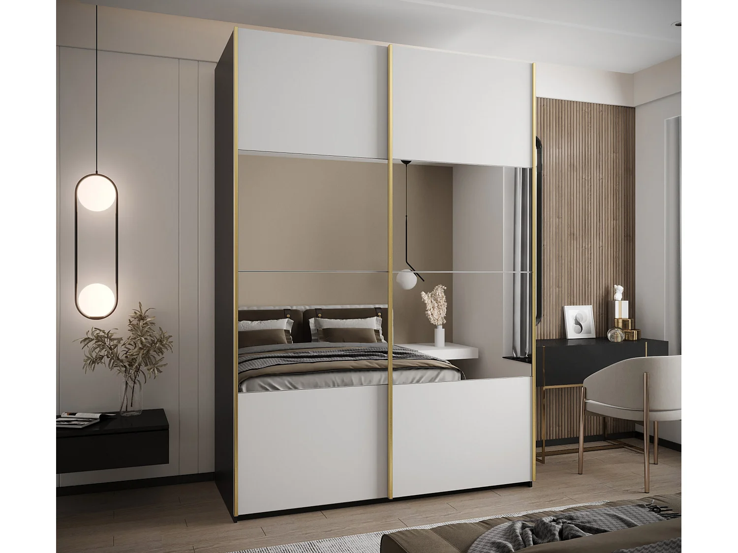 Armadio Lux 4 245,5/170/64 (Nero/Blanc/Gold)