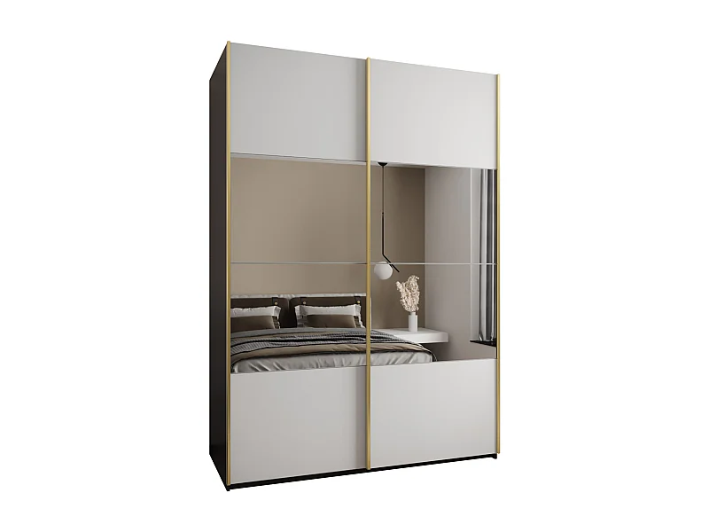 SCHWEBETÜRENSCHRANK Lux 4 245,5/170/64 (Schwarz/Weiß/Gold)