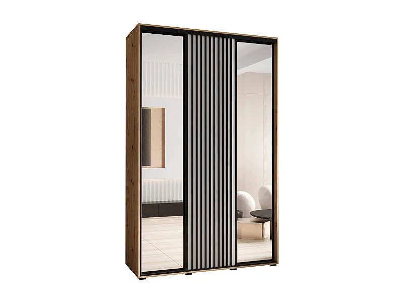 ARMOIRE LANKO 2 À PORTES COULISSANTES 235,2/150/45 3 Portes (Artisan/Blanc)